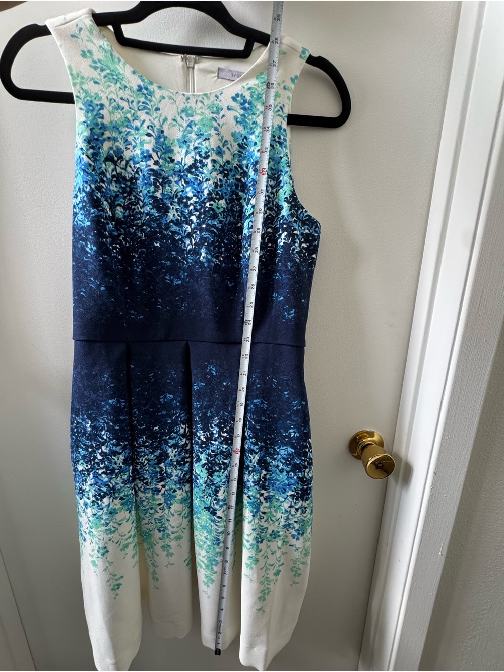 Blue and White Ombré Floral Print Dress - Picture 3 of 4